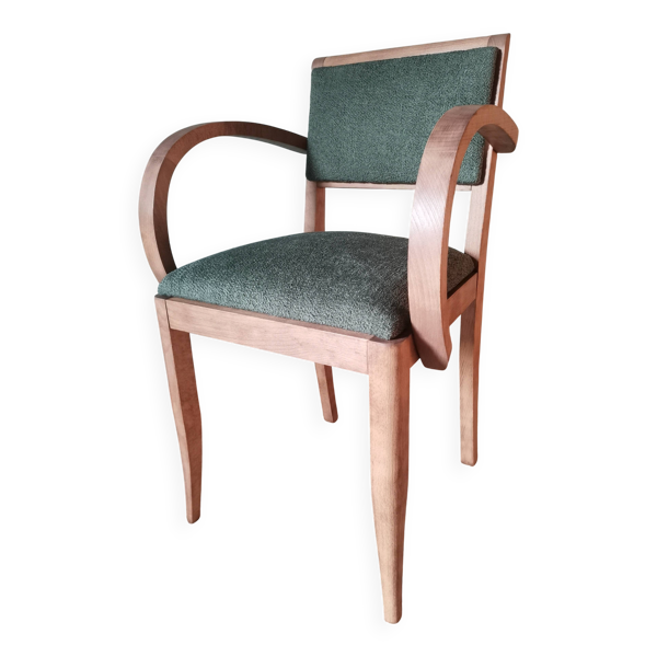 Fauteuil bridge art deco bouclette verte