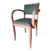 Art Deco bridge armchair in green boucle.