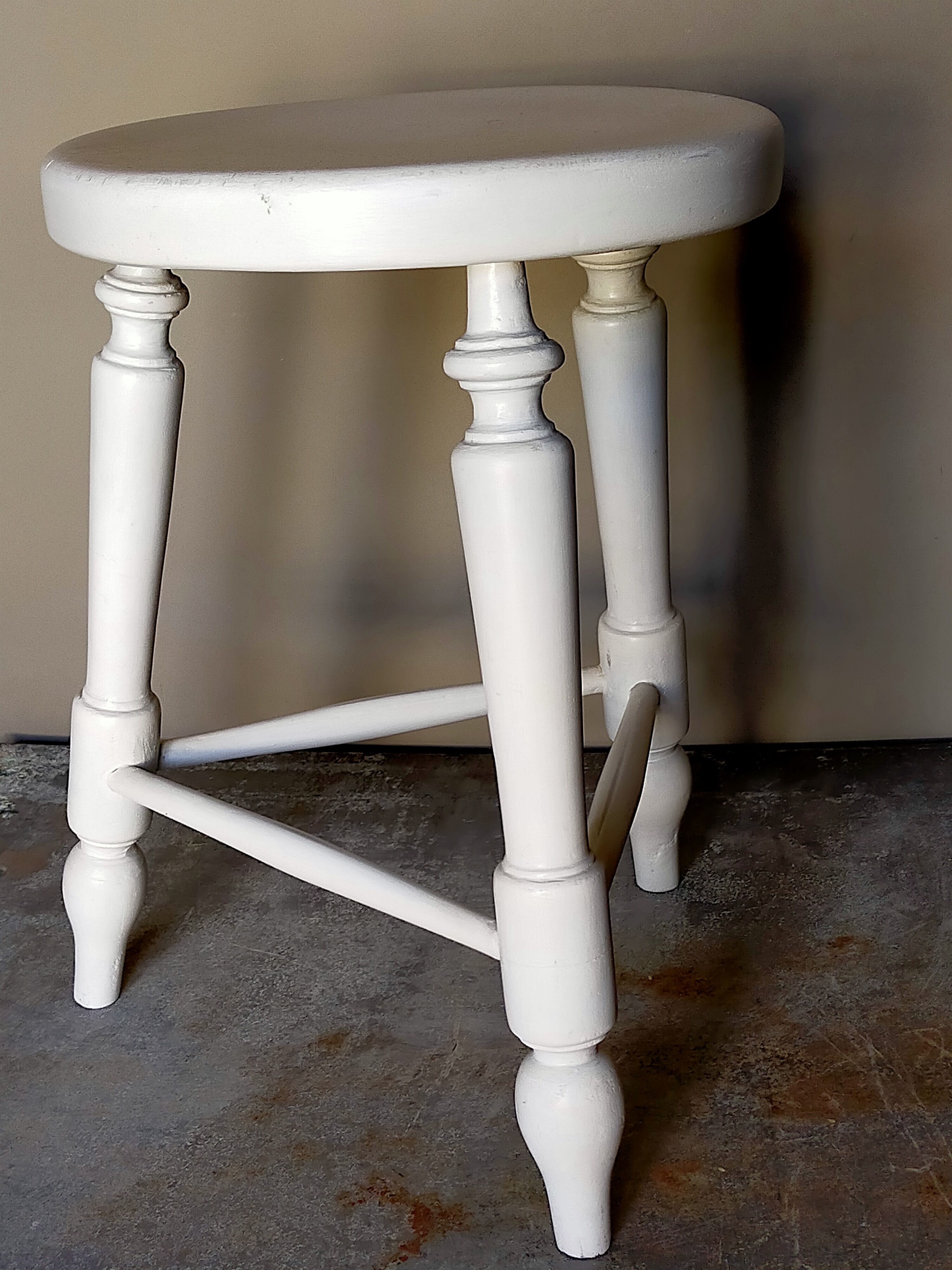 Painted solid turned wooden tripod