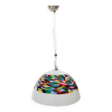 Suspension en verre soufflé blanc et coloré et métal chromé par La Murrina