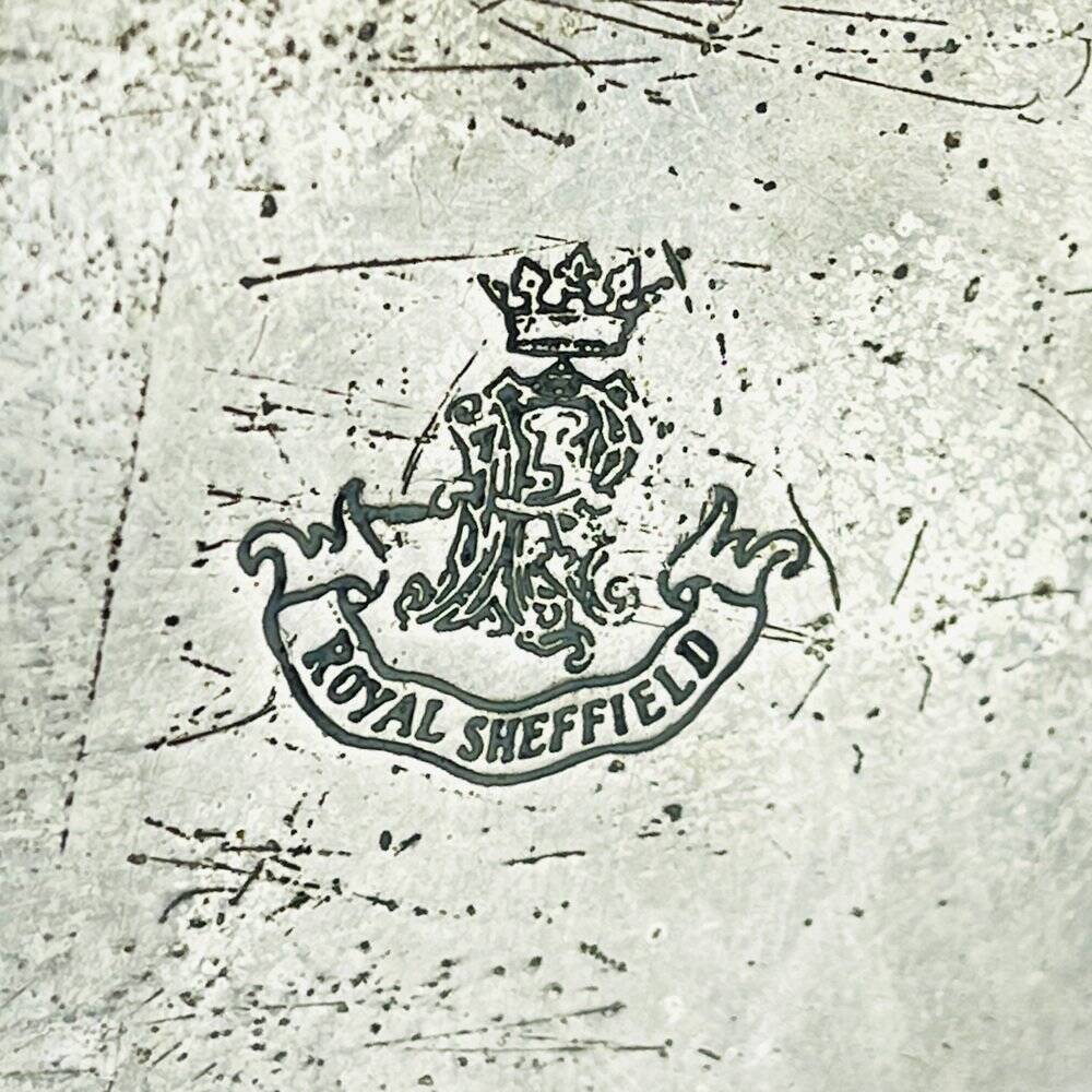 Vintage teapot and tray in solid silver by Royal Sheffield, England, 1950s, Set of 2.