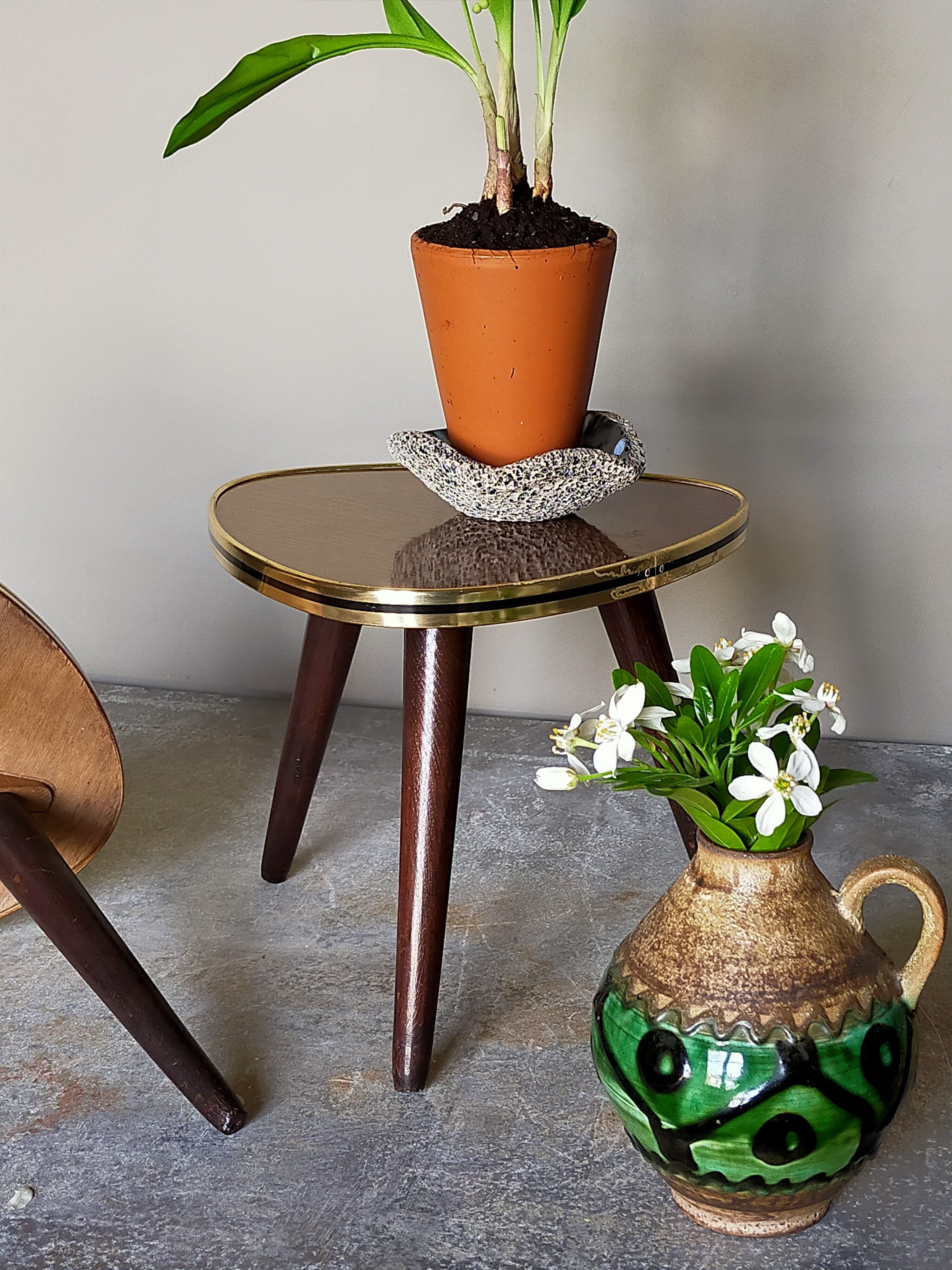 Pair of mini-seeded tripods 50s plant holder