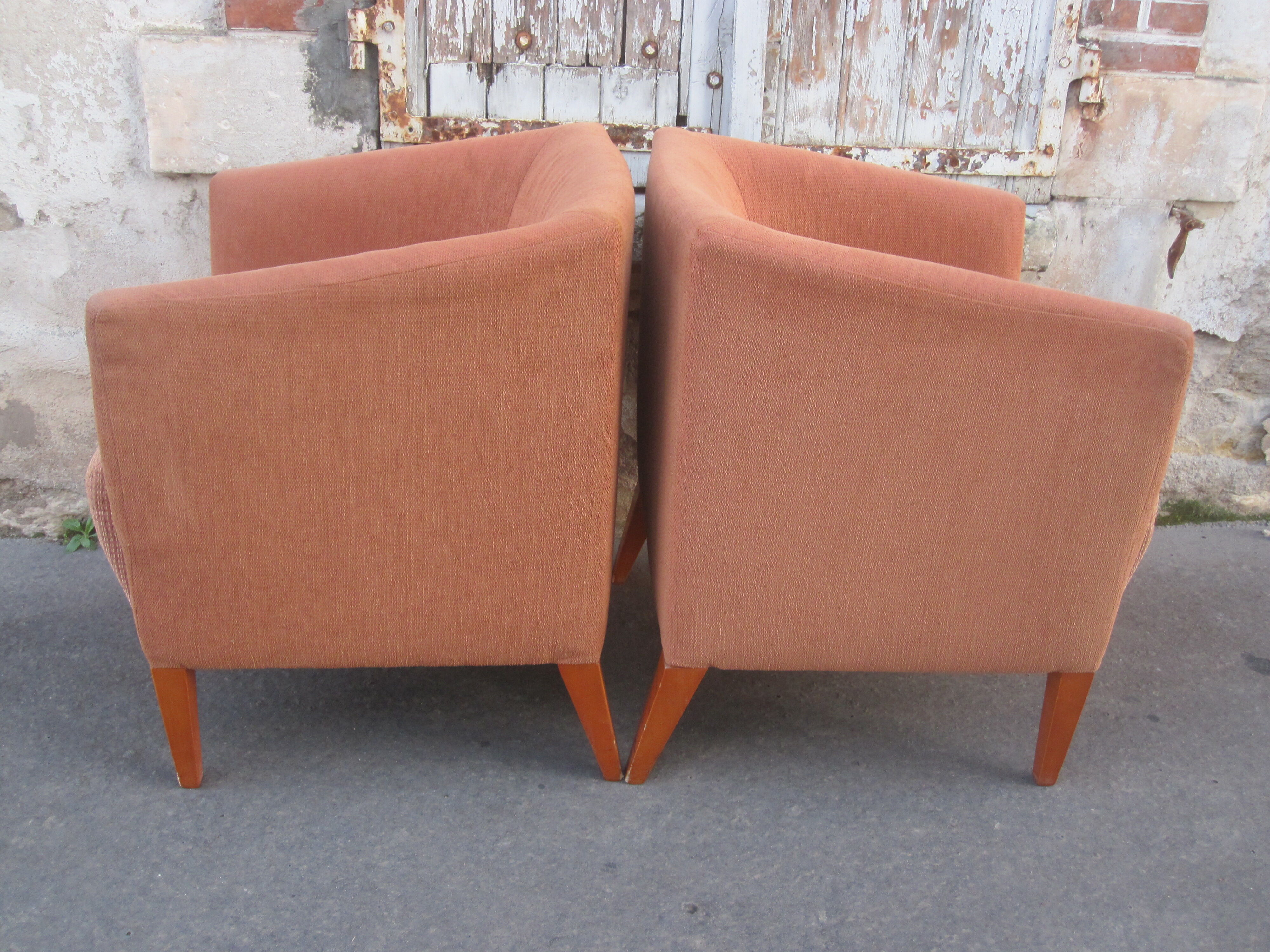 Pair of club style armchairs