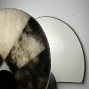 Rainbow wall lamp in alabaster and marble in the taste of Angelo Mangiarotti.