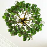 Lustre vintage à feuilles Murano en laiton massif