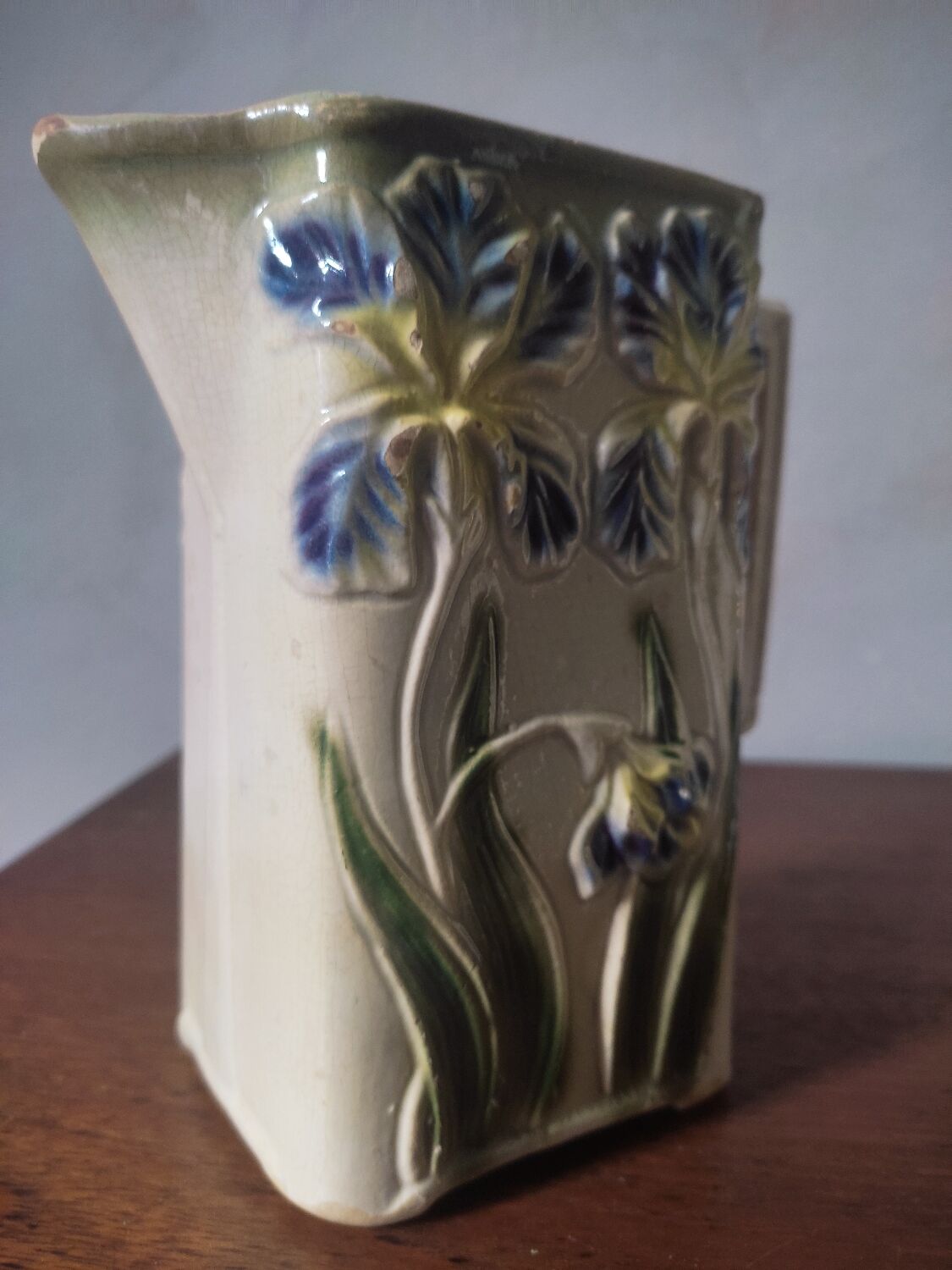 Art Nouveau pitcher in slip