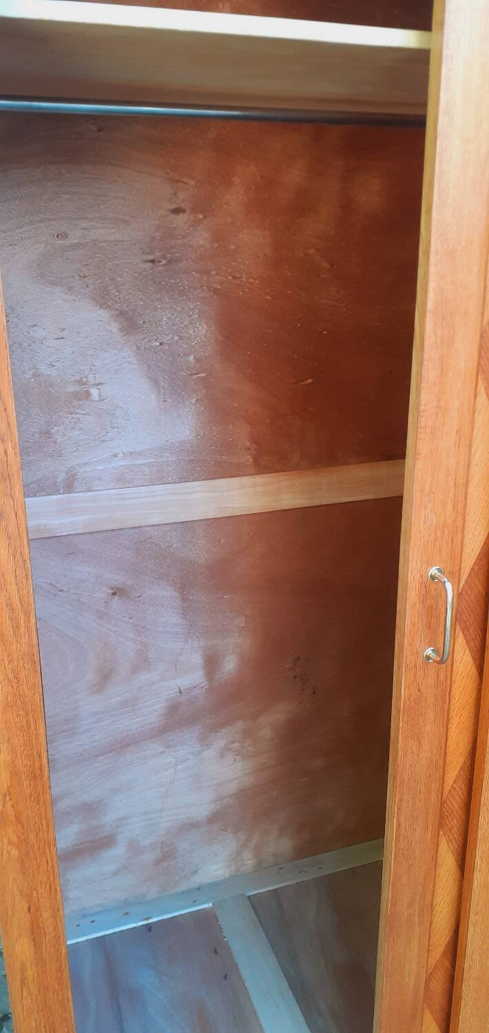 Vintage 1950s oak wardrobe with compass legs