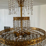 Cascade chandelier with crystal and bronze tassels