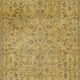 Vintage Handmade Turkish Wool Area Rug Redyed in Yellow for Modern Interiors