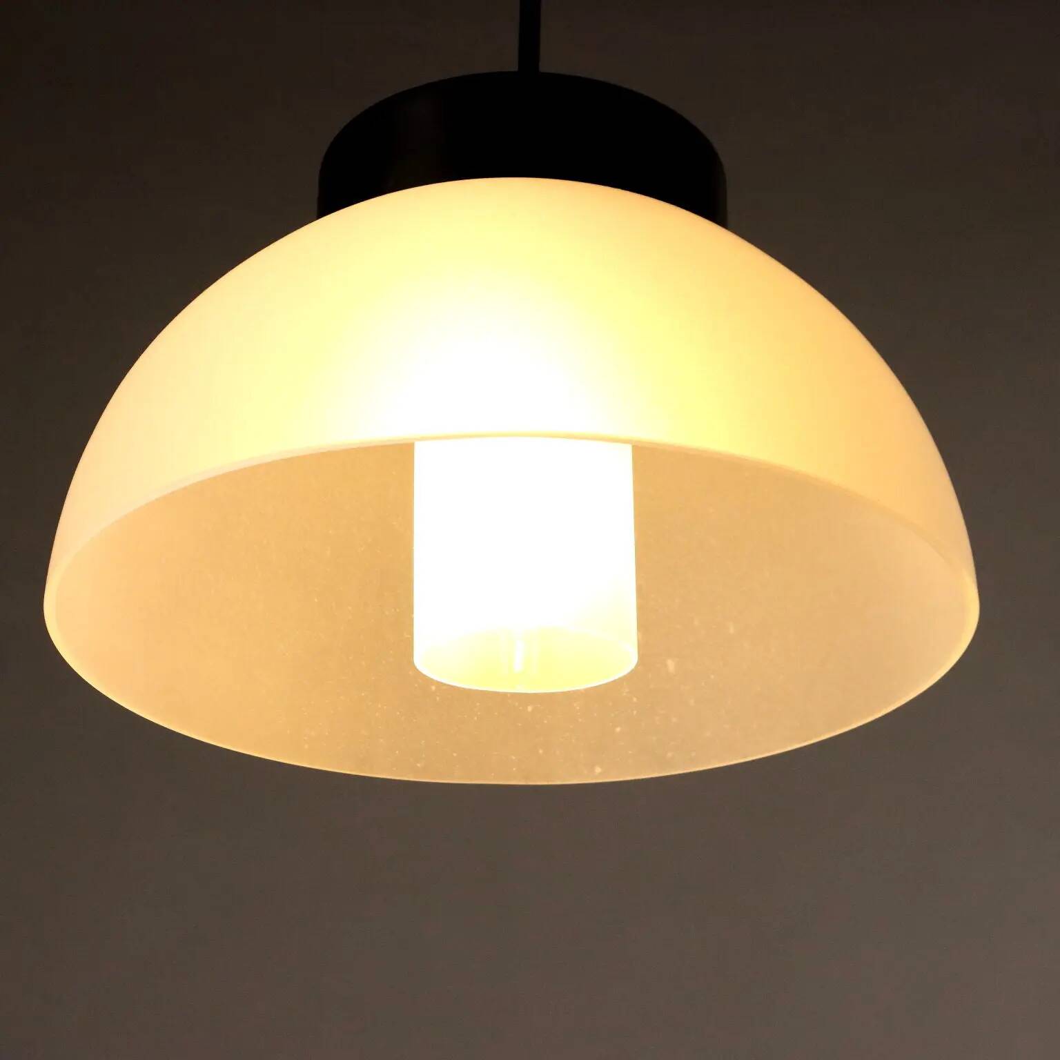 Suspension vintage en aluminium et verre, Italie, années 1970
