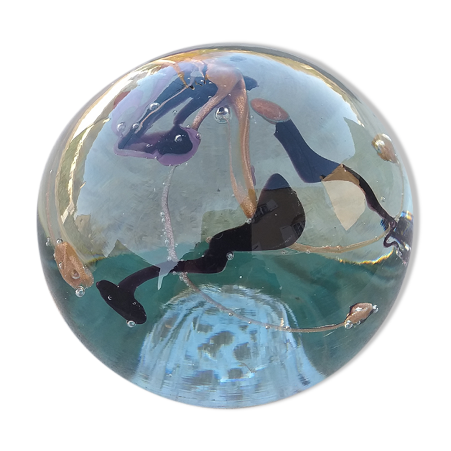 Inclusion glass paste paperweight Maure-Vieil -Bob Le Bleis - 1970's