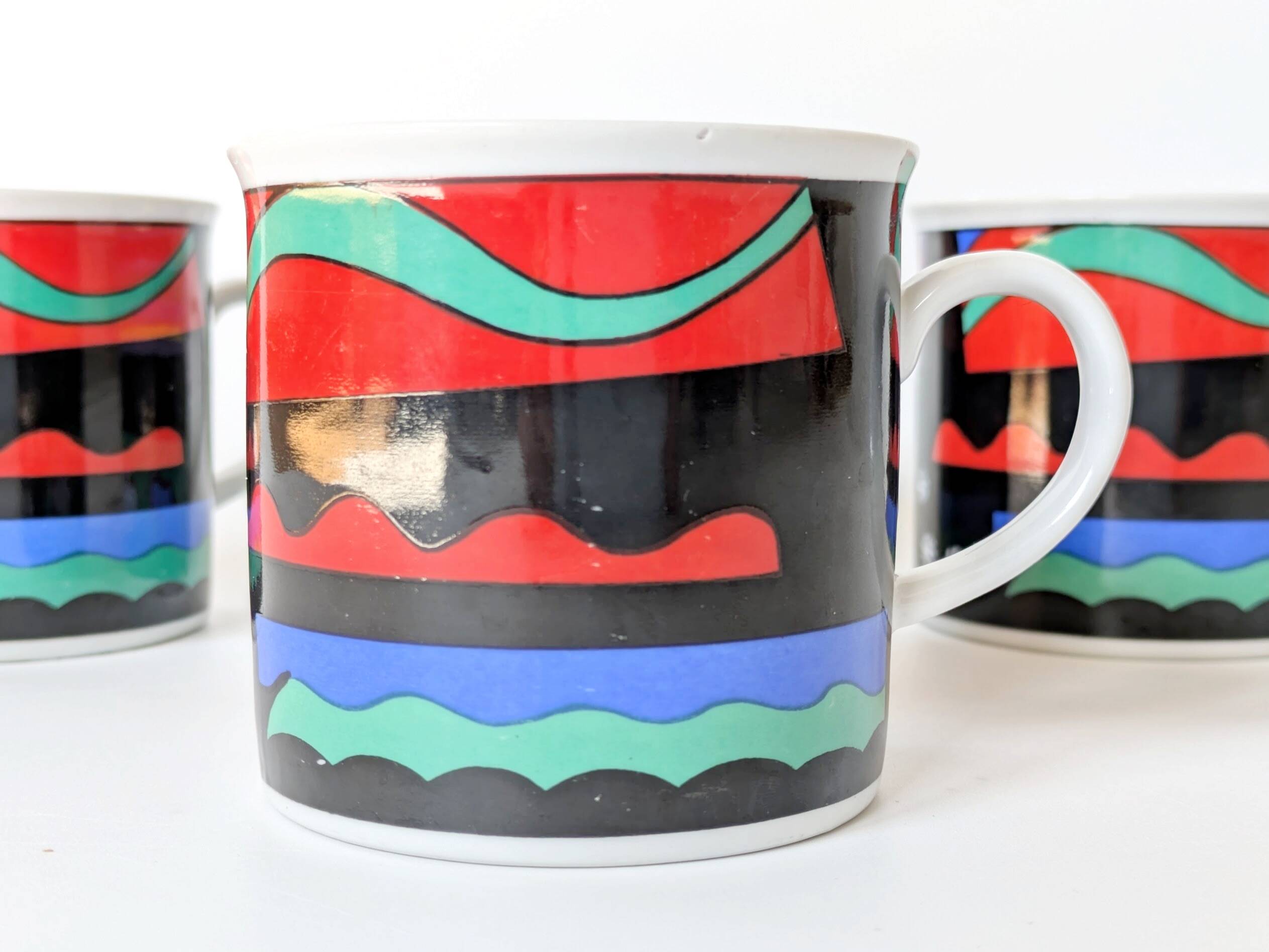 Memphis-style porcelain coffee service, Burg Lindau, 1980s