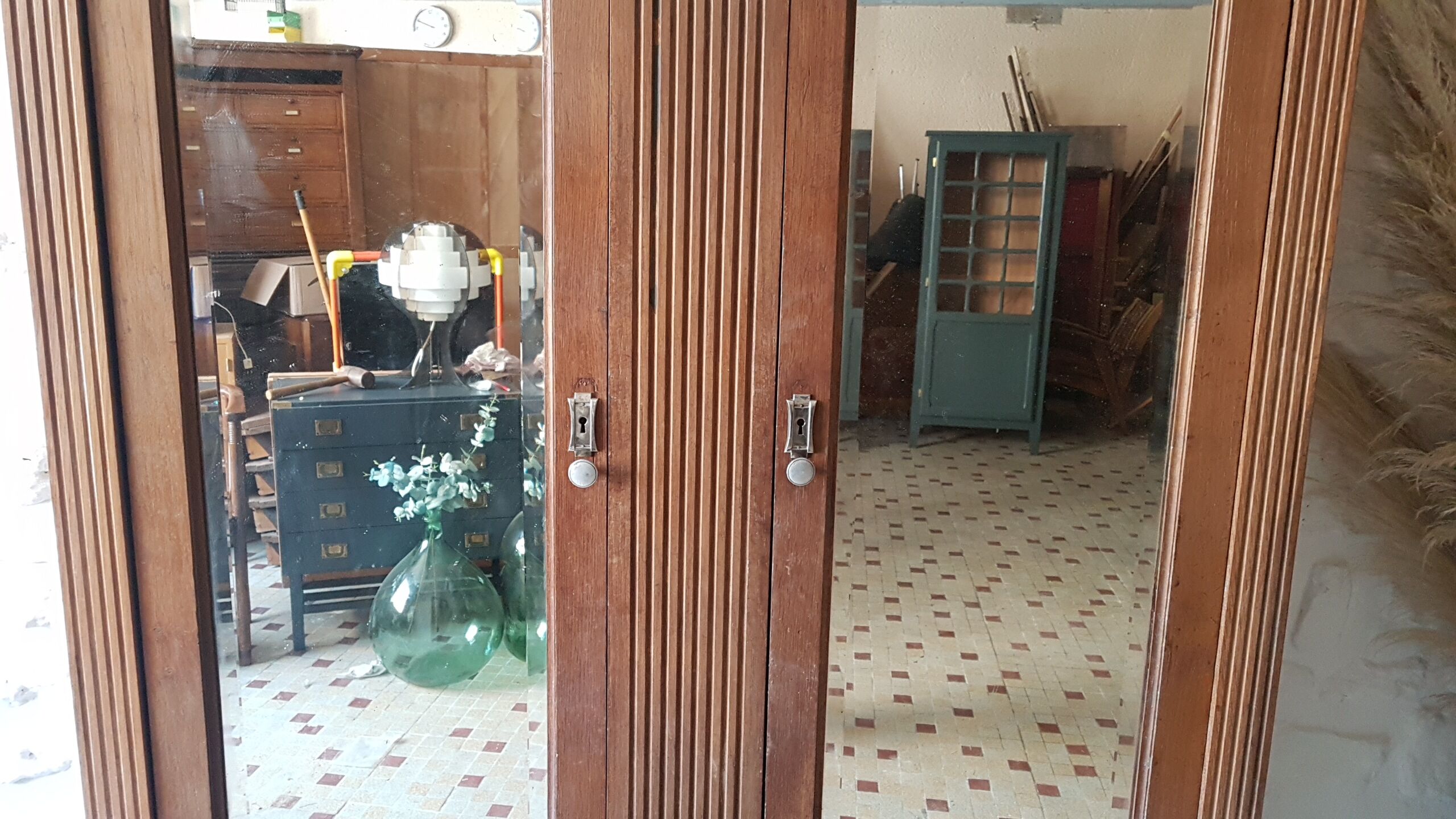 Large wardrobe with glass Deco / mirror