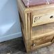 Provincial antique bedside table in walnut, with a red marble top.