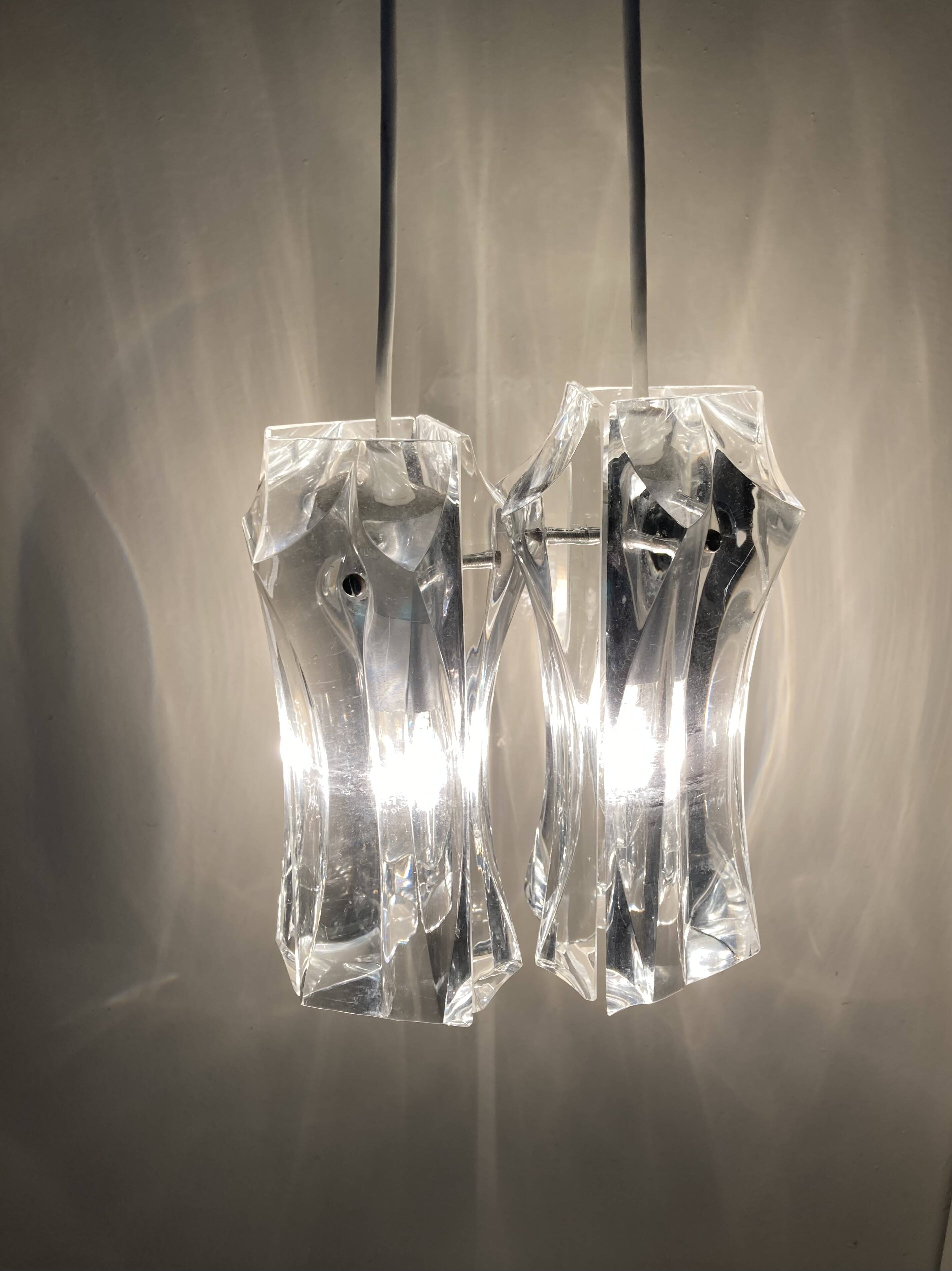 Pair of glass pendant lights