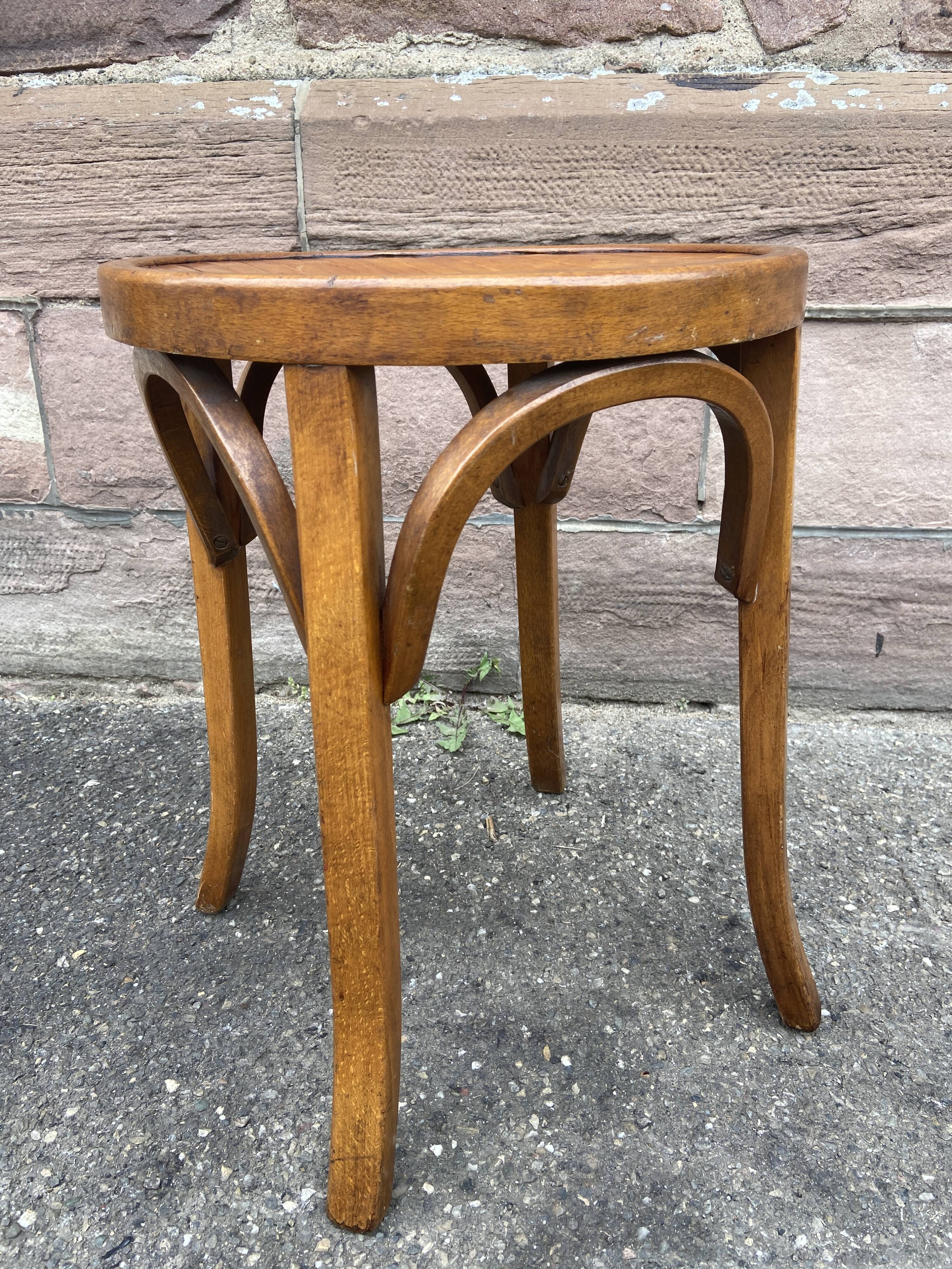 Baumann curved wood stool 60s