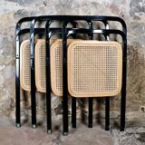 Series of 4 cane chairs by Giorgio Cattelan for Cidue,