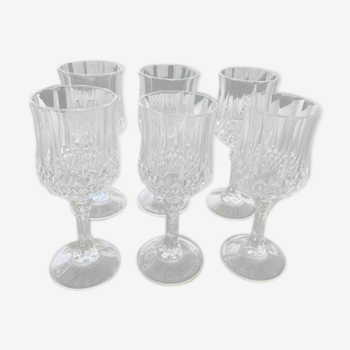 6 verres à vin cristal d'Arques vintage