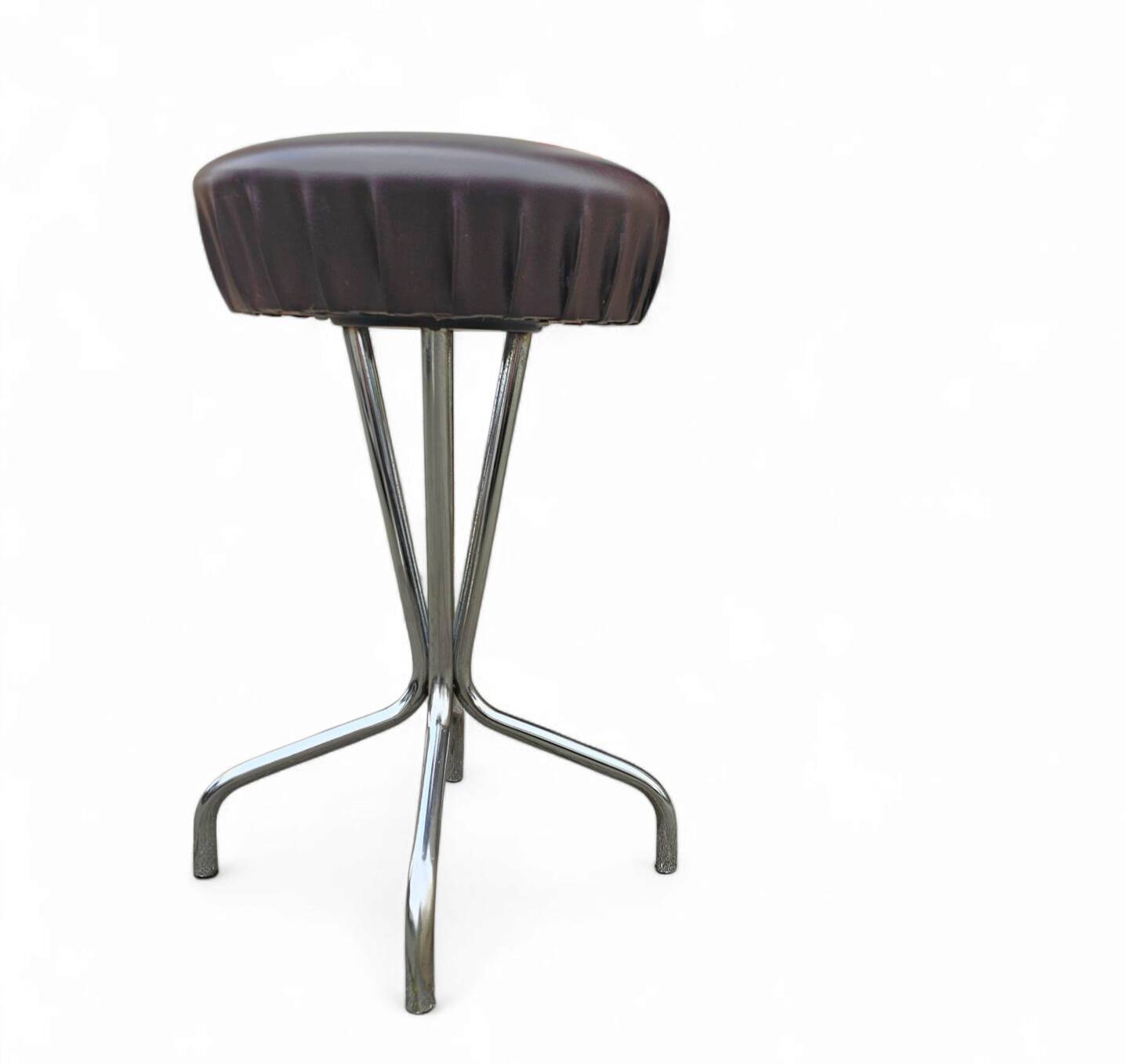 3 x stool / black top / chrome frame / 1970s  / Height 53 Depth 40 cm