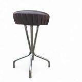 3 x stool / black top / chrome frame / 1970s  / Height 53 Depth 40 cm