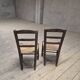 Pair of rustic country mountain straw chairs, old 1950s