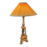 Antique lamp in gilded carved wood, tripod, Napoleon III, 19th century