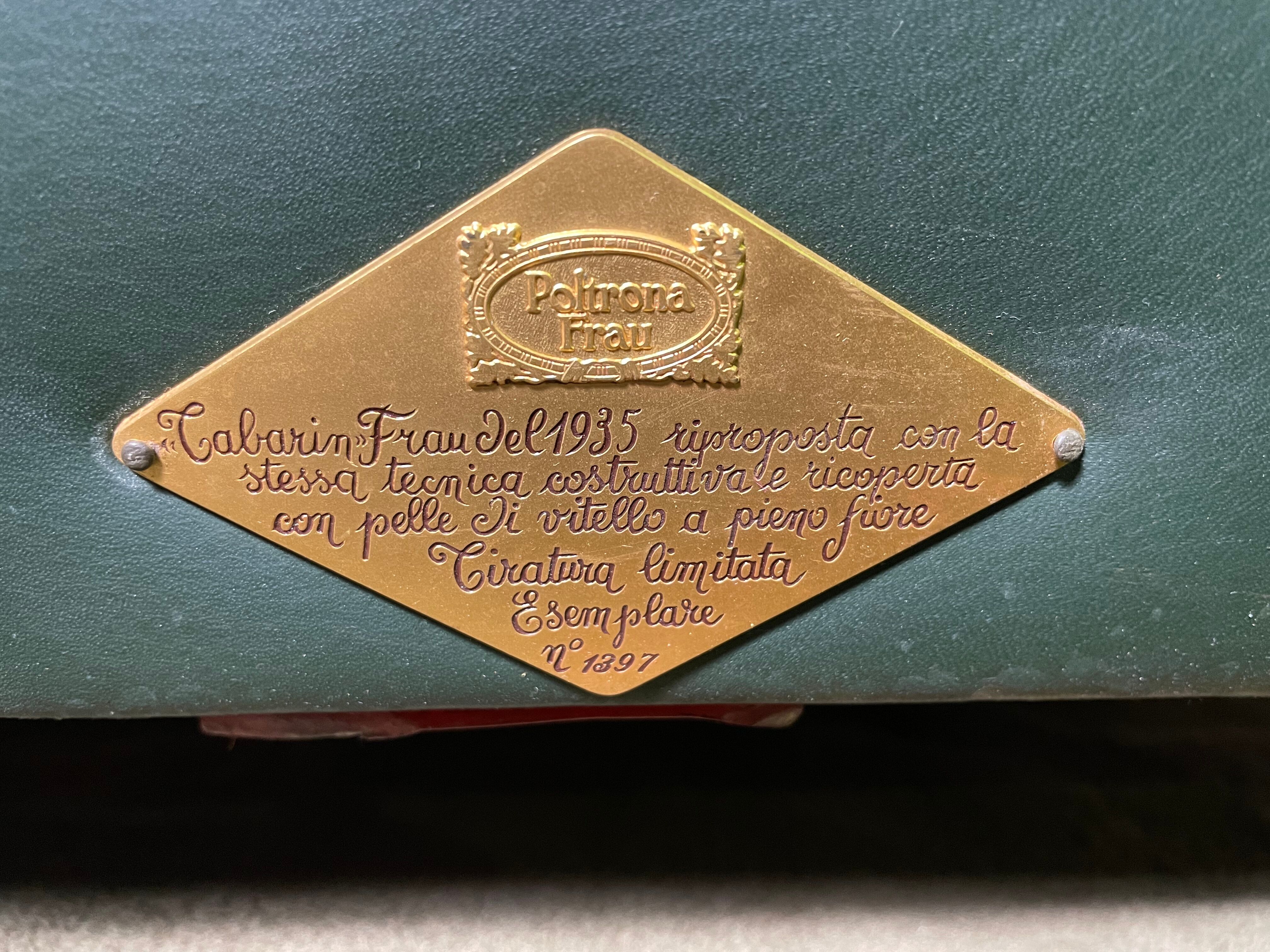 Pair of Poltrona Frau Green Leather Club Armchairs Limited Edition