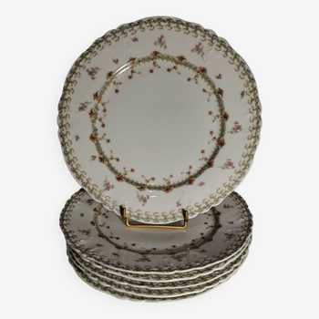 6 assiettes plates en porcelaine Haviland et Co tampon Bourgeois Paris