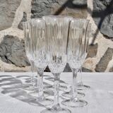 Set of 8 champagne flutes in cut crystal