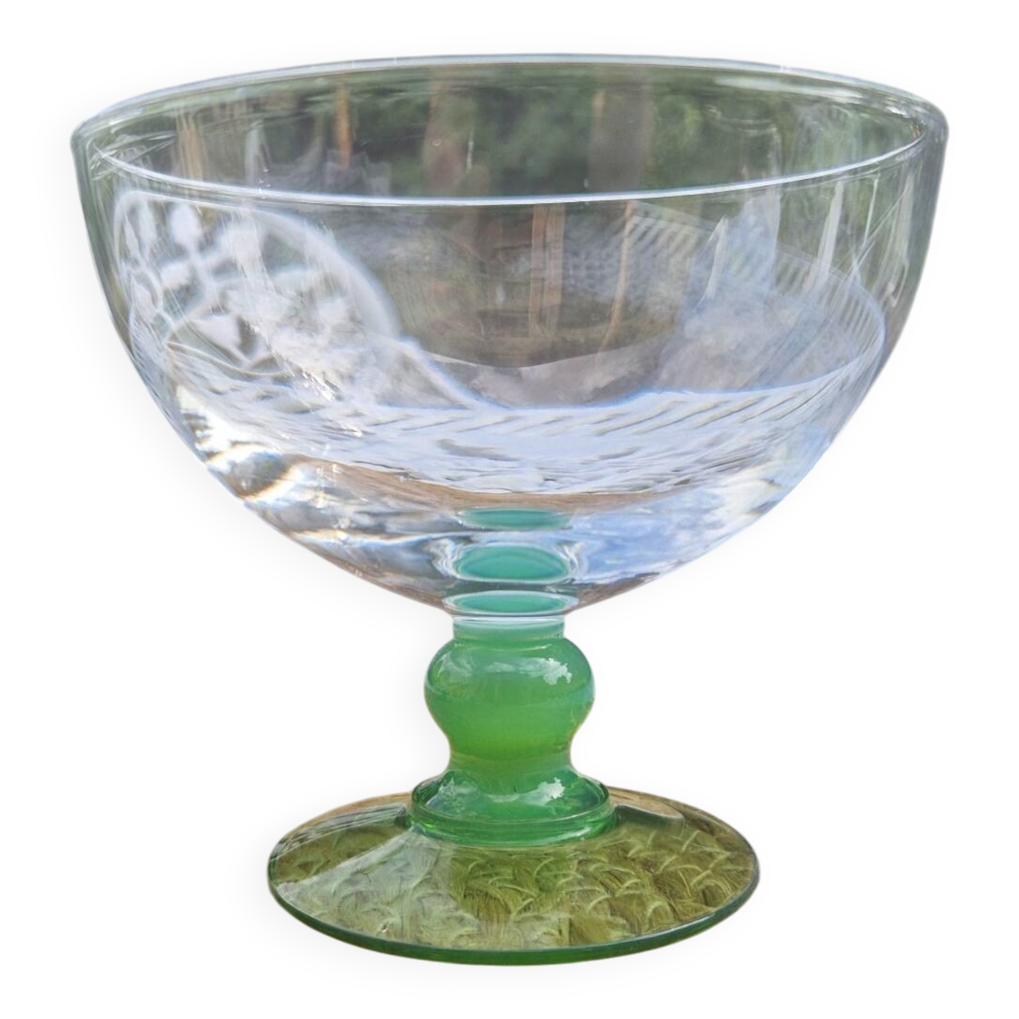 Set de 3 coupes à glace vintage Arc France à pied vert
