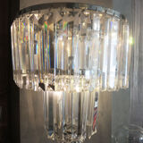 Floor lamp in chrome metal & transparent crystal