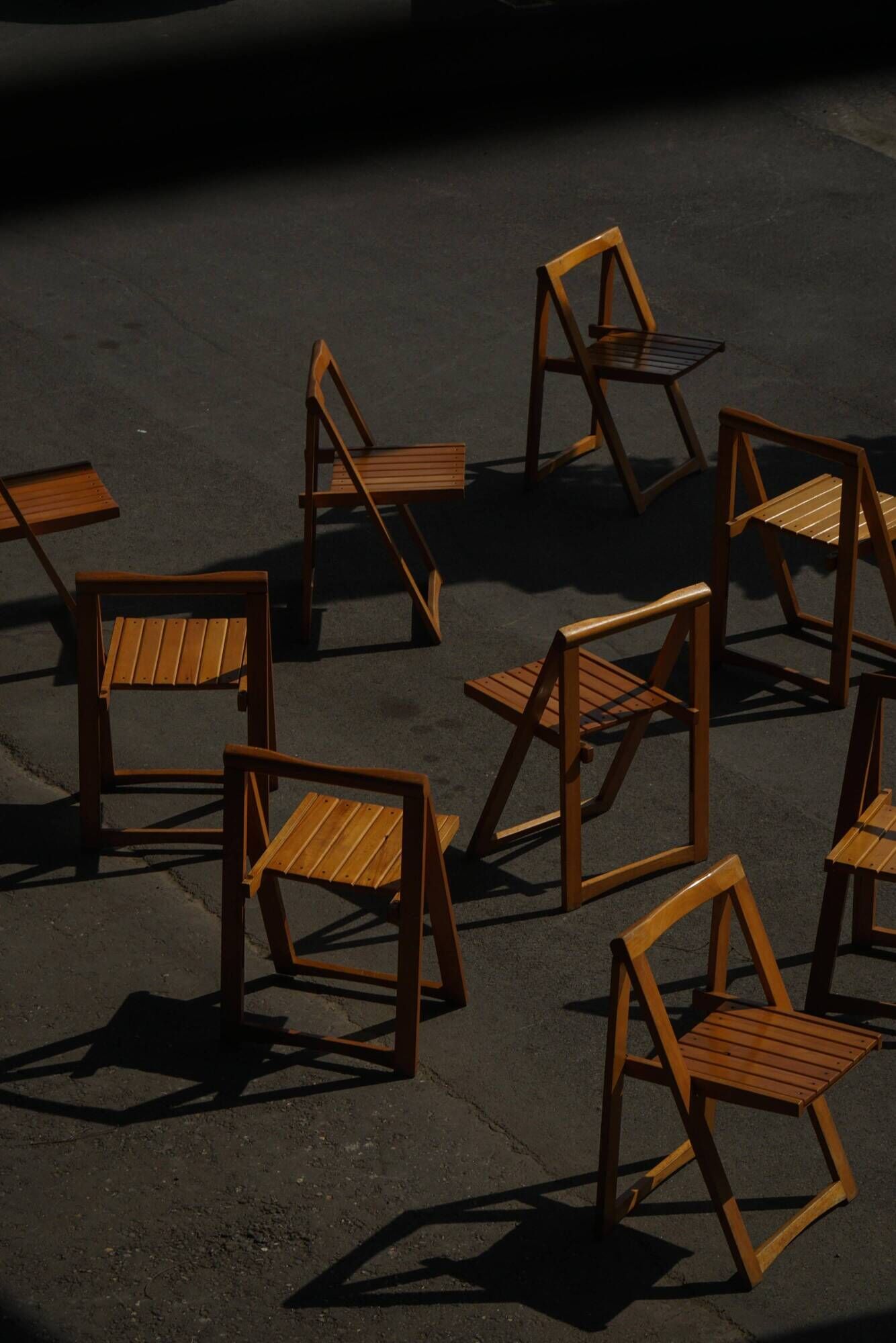 Set of 12 Foldes chairs by Aldo Jacober & Pierangela D'Aniello, Italy, 1960s.