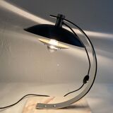 Midcentury chrome desk or table lamp, pink marble base