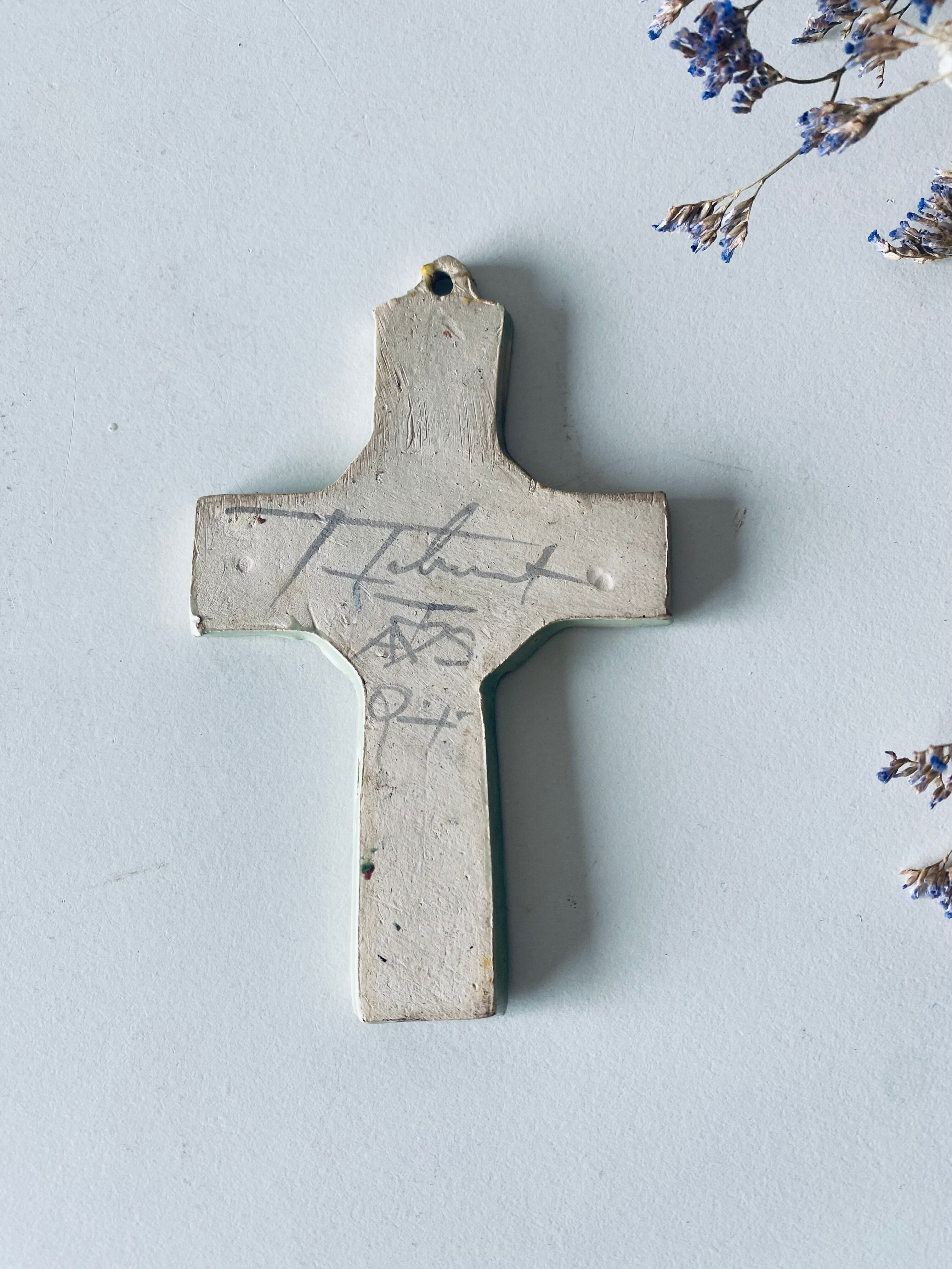 Ceramic wall cross signed Taburet