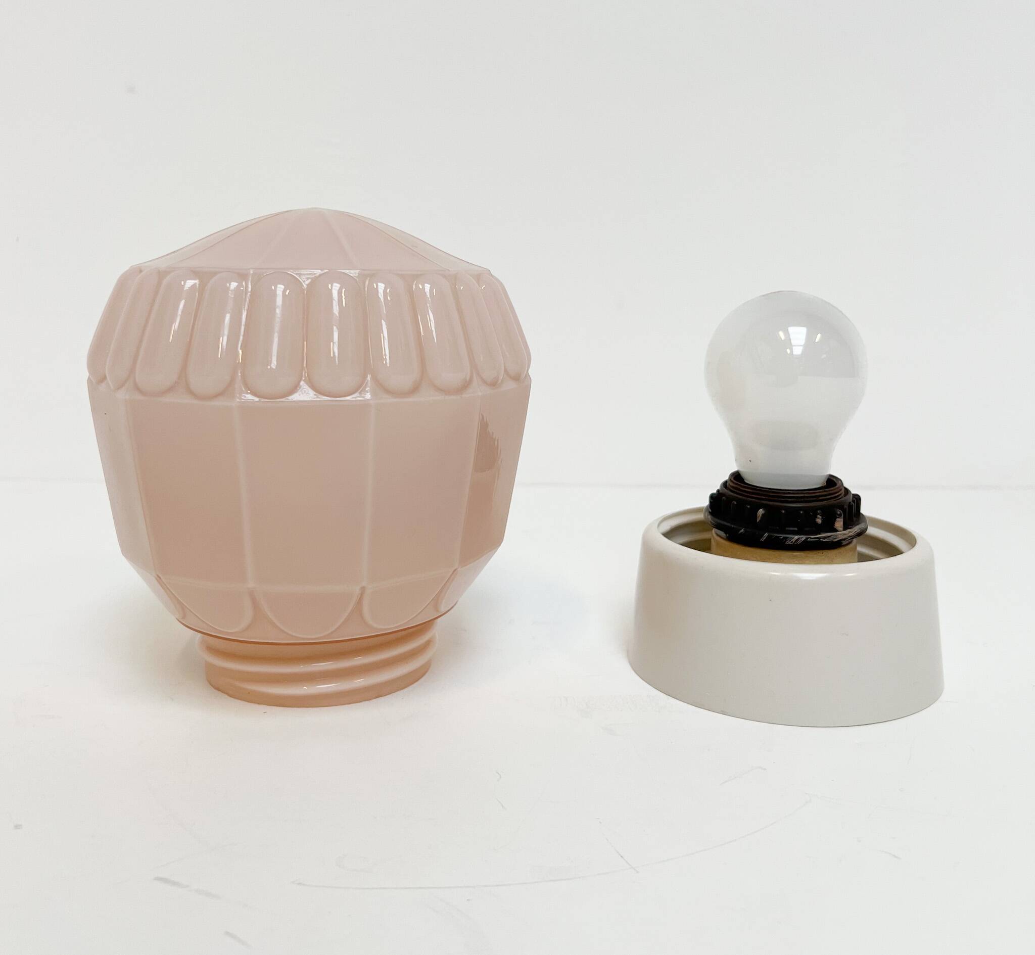 Art Deco pink Thabur ceiling lamp, 1930s