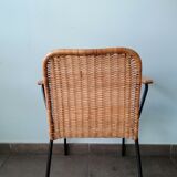 Rattan armchair, metal structure, Germany, 70s