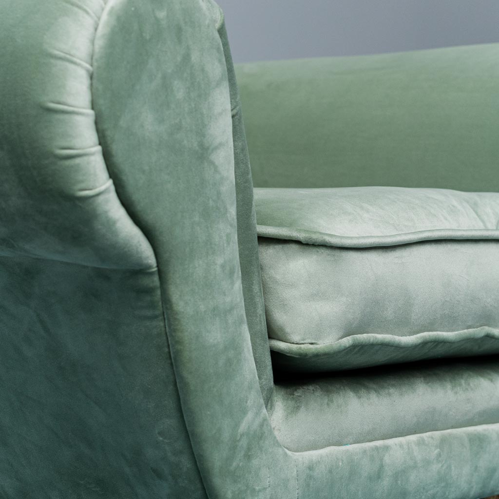 Gigi Radice minotti green velvet armchair from the 1950s vintage modern design