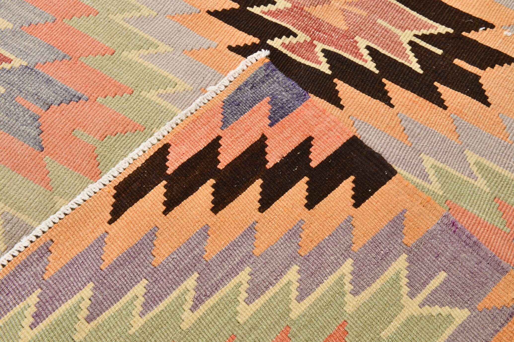 Tapis de sol tribal kilim vintage vert clair, 176x301 cm