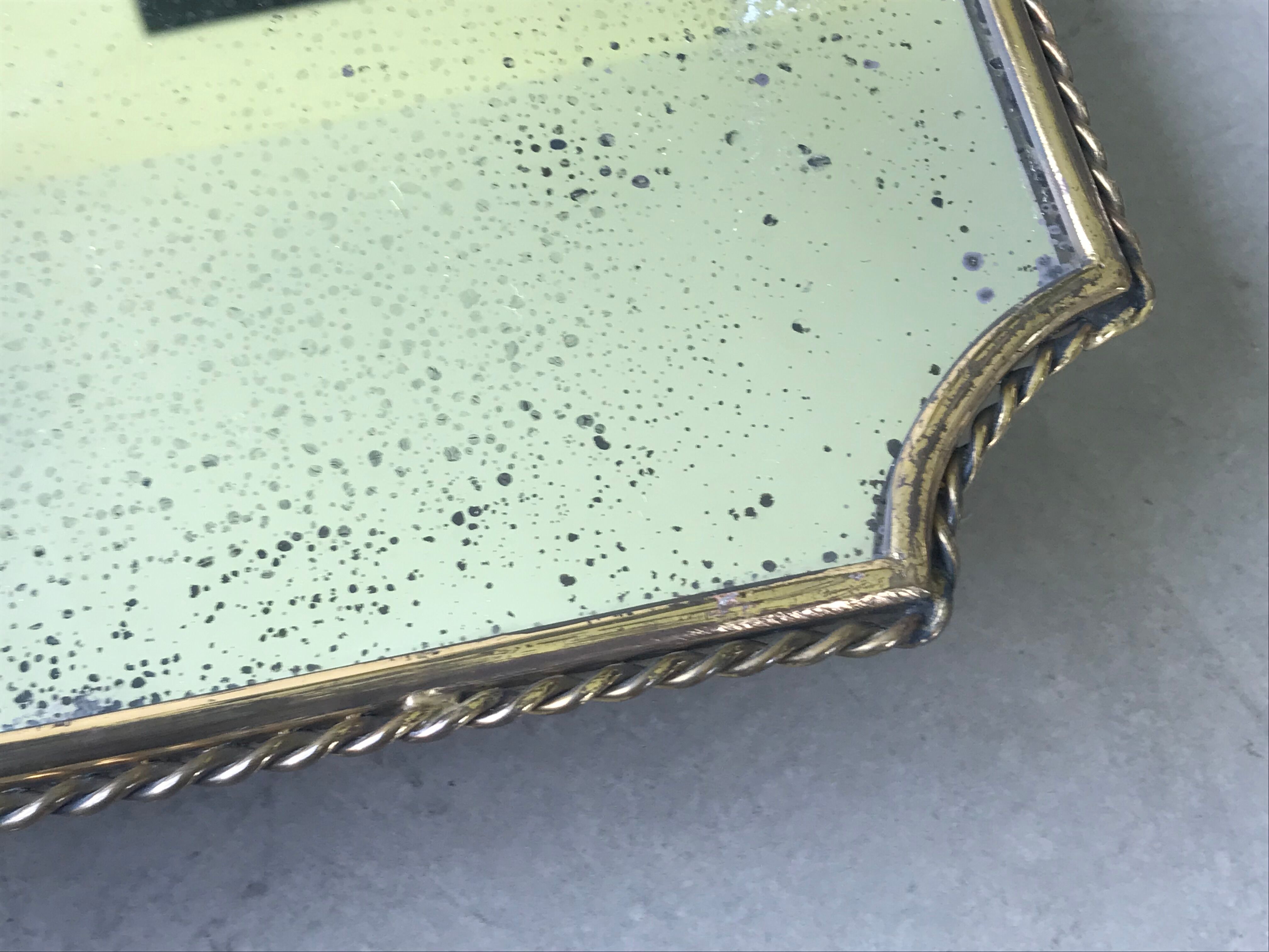 Italian brass mirror from the 50s 77x42cm