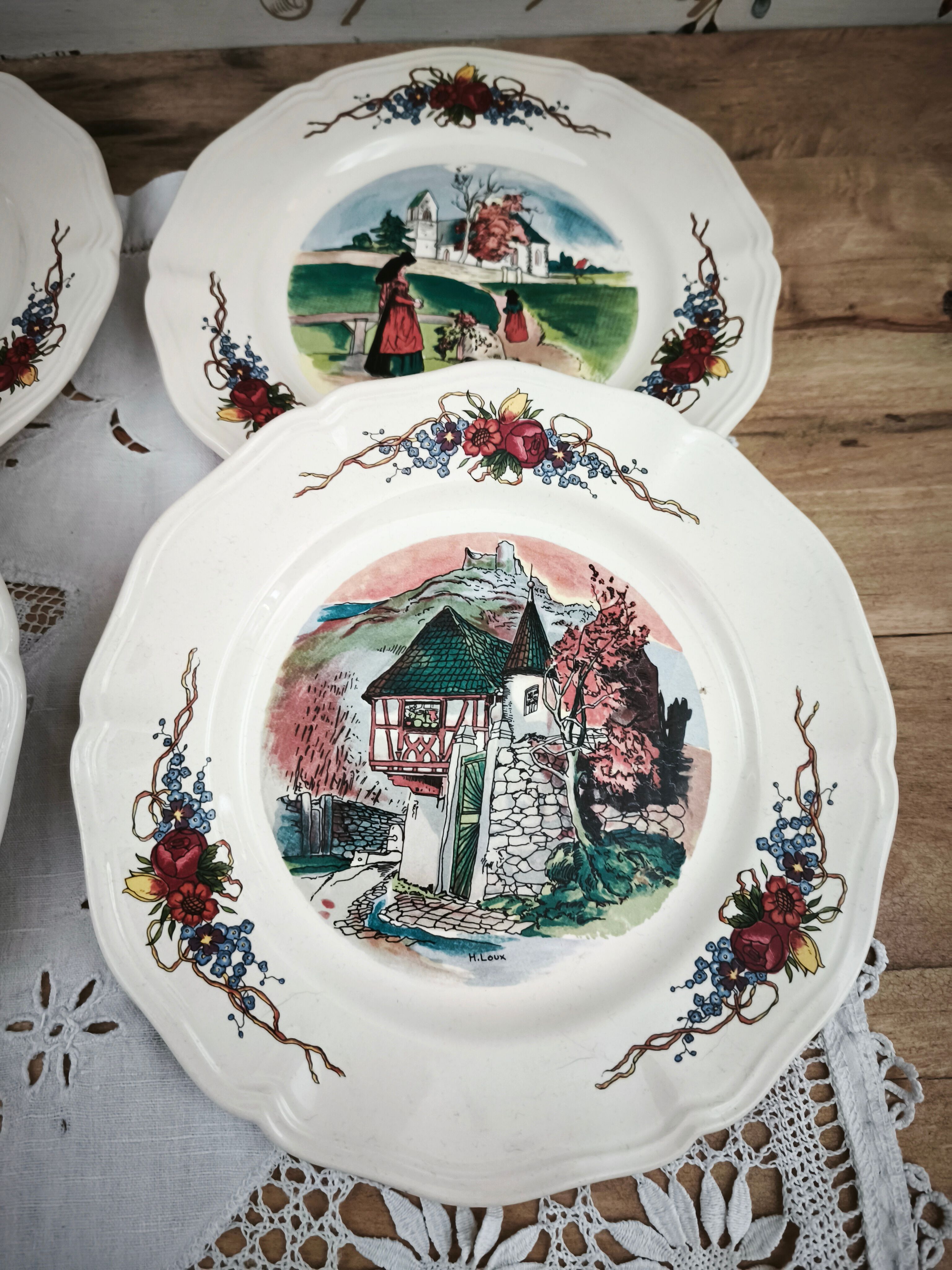 Set of 6 dessert plates Sarreguemines model Obernai