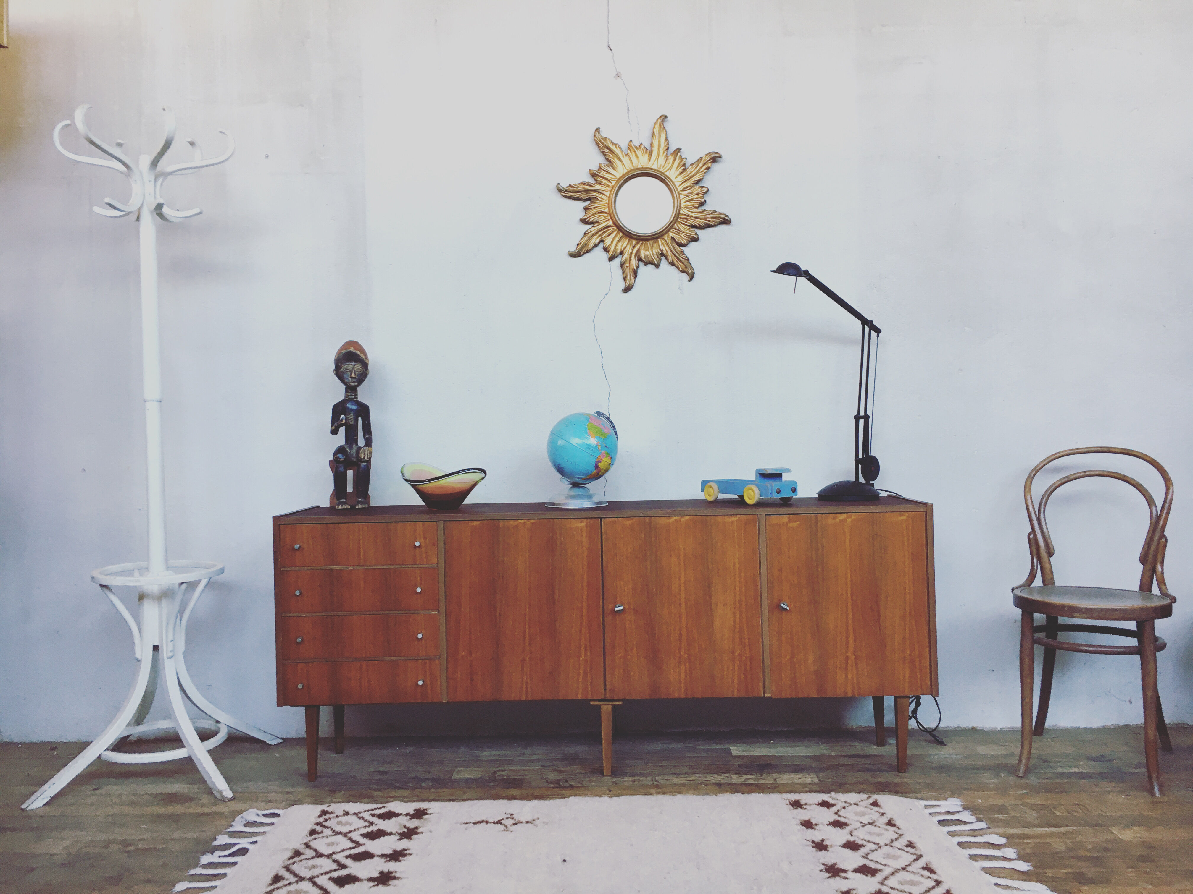 Enfilade bahut meuble tv hifi vintage pieds fuseaux  teck - 50/60 - look scandinave