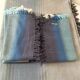 Tablecloth set + 7 cotton napkins in blue gradient with fringes