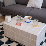 Ceramic coffee table-rectangular-tiles-white-matt white-Tile table