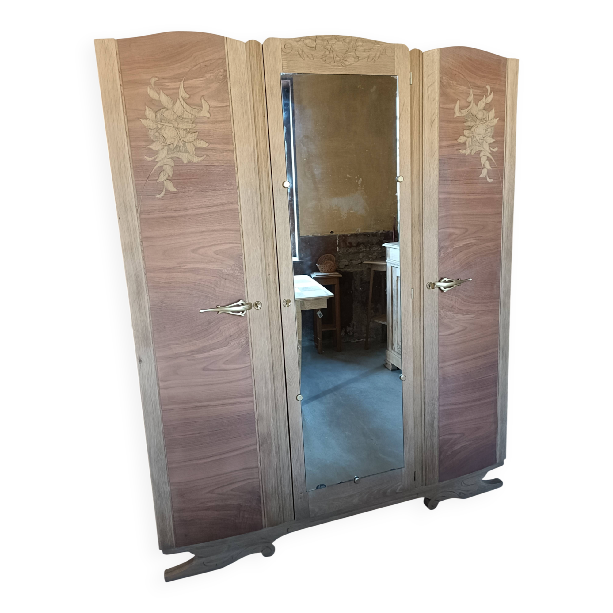 Renovated Art Deco oak wardrobe