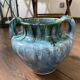 Vase grès flamme bleu vert