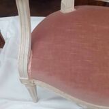 Pair of Louis XVI style medallion armchairs in patinated white