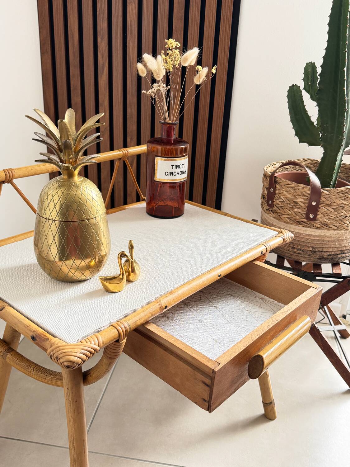 Vintage rattan side table