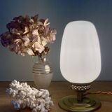 Vintage globe table lamp in white opaline