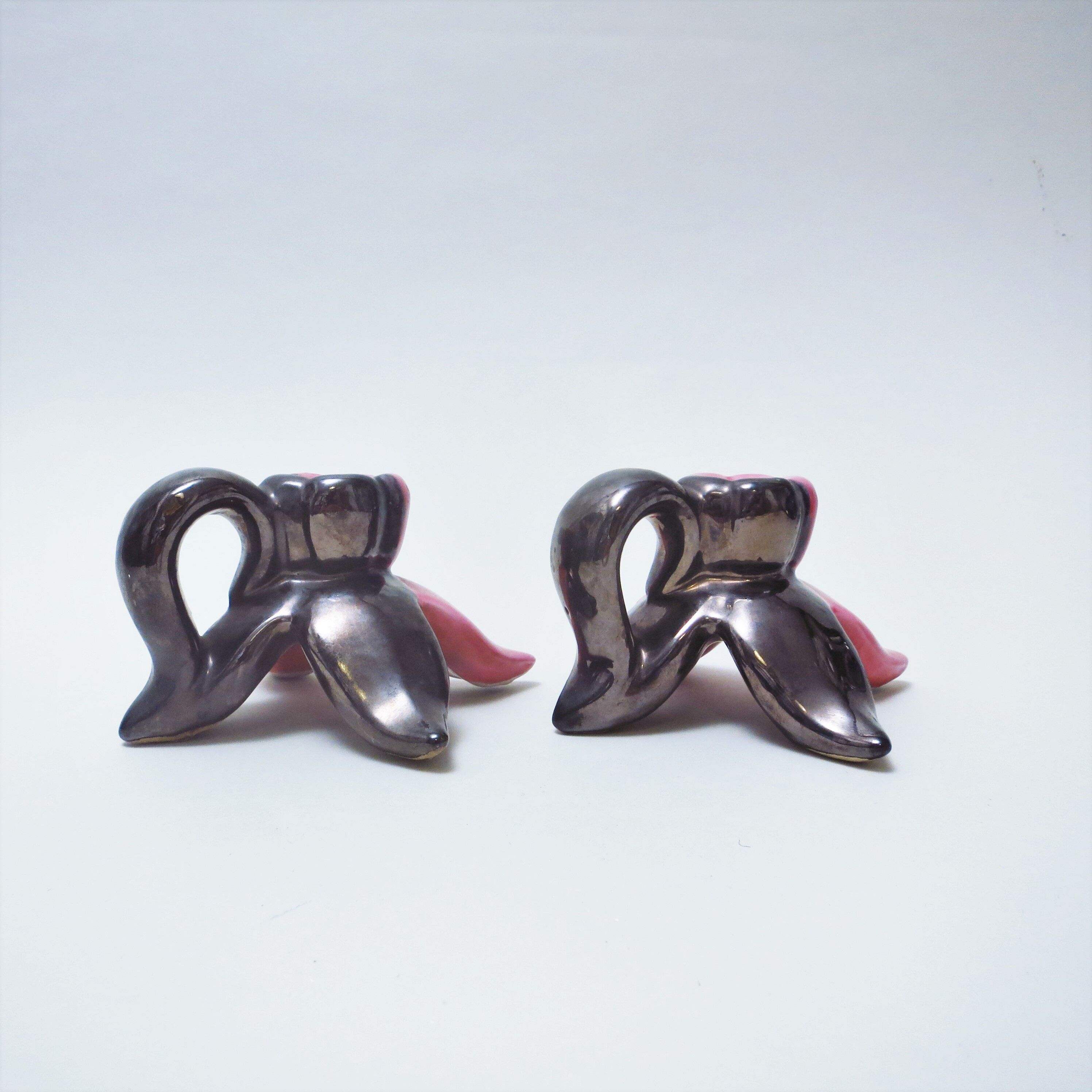 Pair of two-tone ceramic candle holders from Vallauris 50s