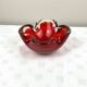 Cendrier vintage en verre massif rouge style Murano